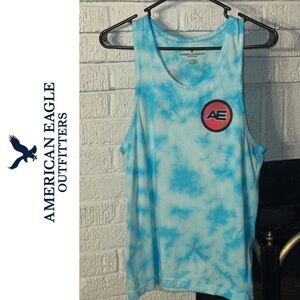 Y2K American Eagle tank top blue tie-dyed surf shirt top